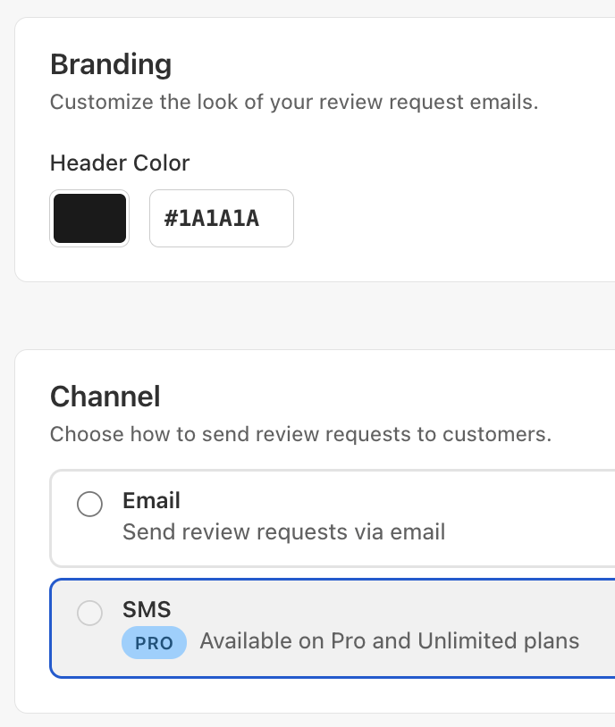 Branded email review requests